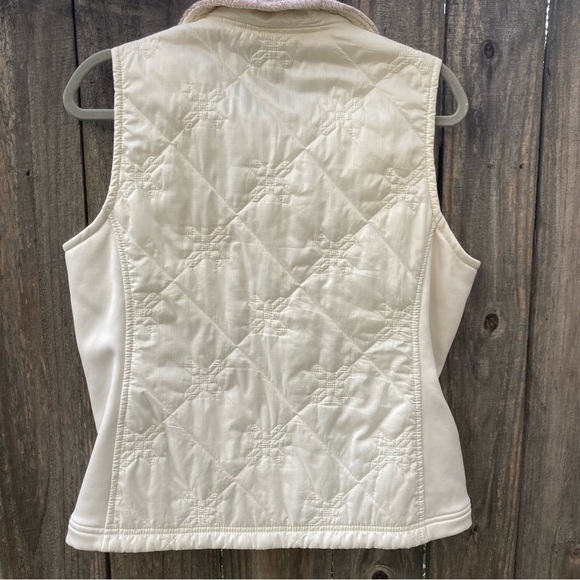 LL BEAN WOMEN SIZE MED. IVORY w/ BROWN MIXED COLLAR QUILTED LIGHTWEIGHT … - Picture 6 of 8